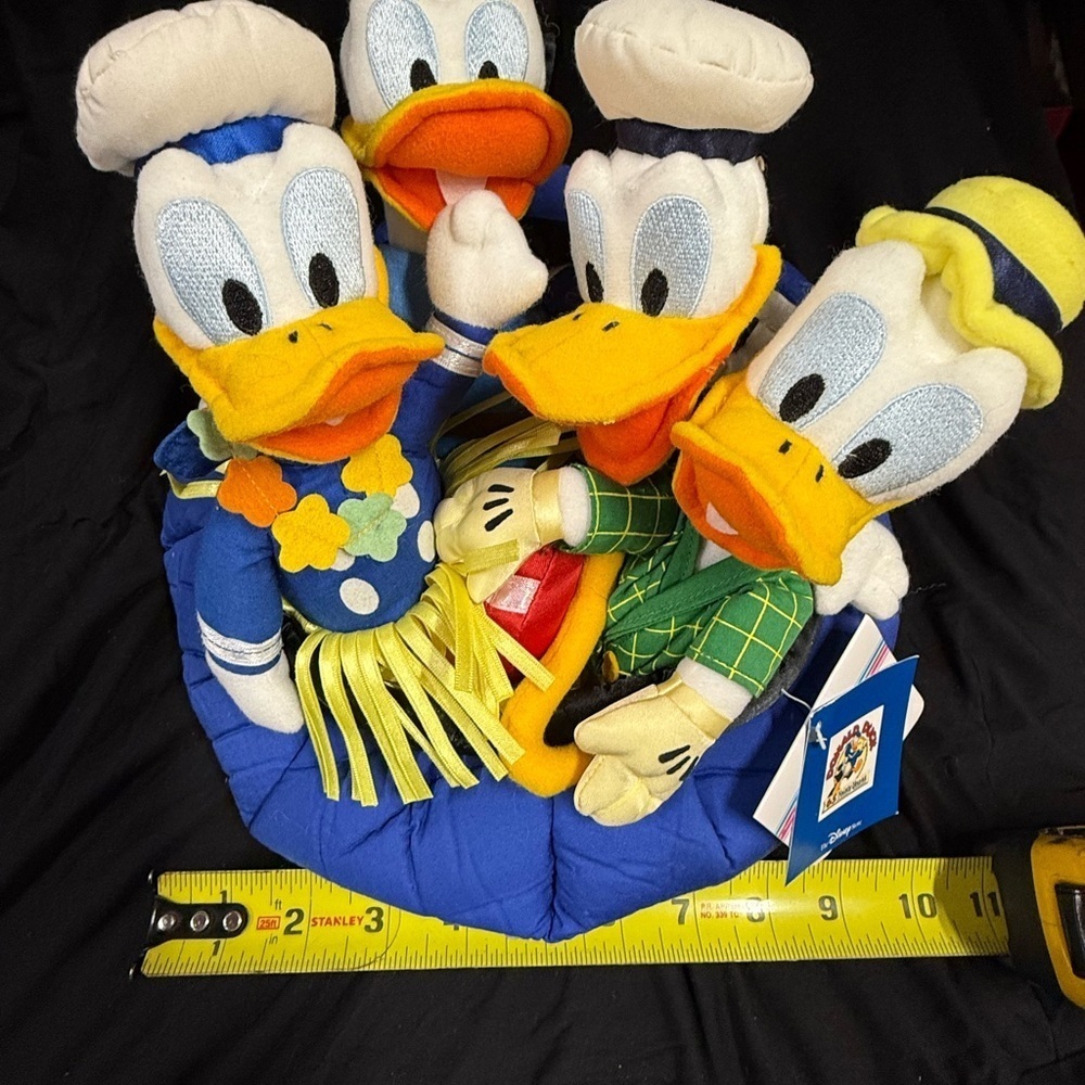 Vintage Disney Donald Duck Plush Set Huey Dewey Louise Disney Park Blue Hat Boat - Picture 11 of 15
